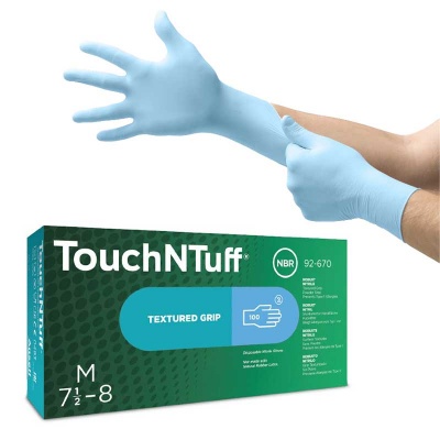 Ansell TouchNTuff 92-670 Chemical-Resistant Disposable Nitrile Gloves